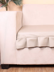 Leatherite Sofa Slip Cover Protector with Frill, Beige